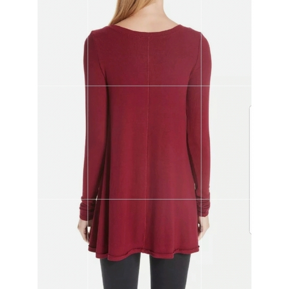 Free People Burgundy January Scoop Neck Jersey Swing Tunic Top Small - Picture 9 of 13